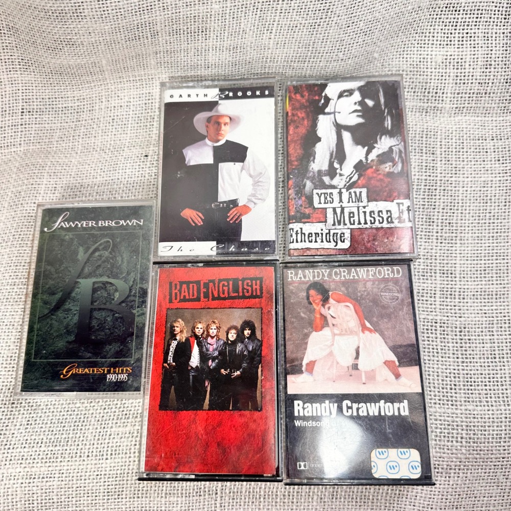 Lot of 5 Cassette Tapes‎ Garth Brooks Melissa Etheridge Sawyer Brown Bad English
